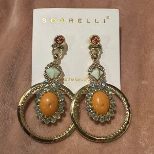 Sorrelli Gold and Orange Hoop Earrings